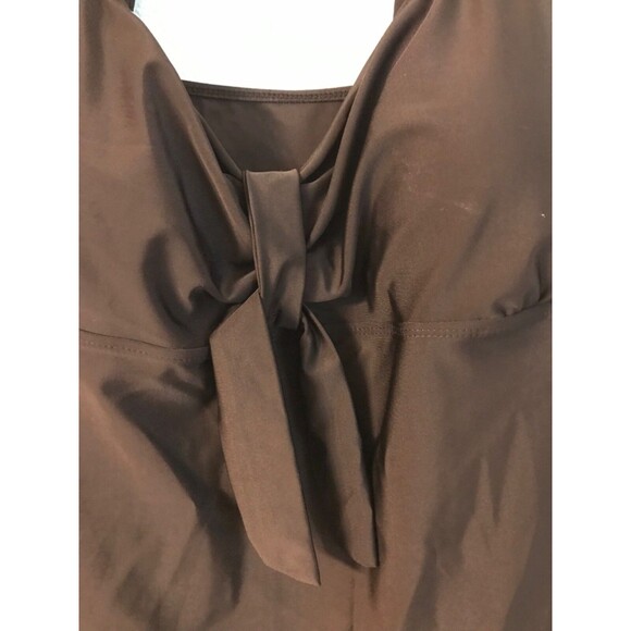 Black Tankini Swimsuit Top Tie Front Sleeveless Swimwear - Picture 2 of 4